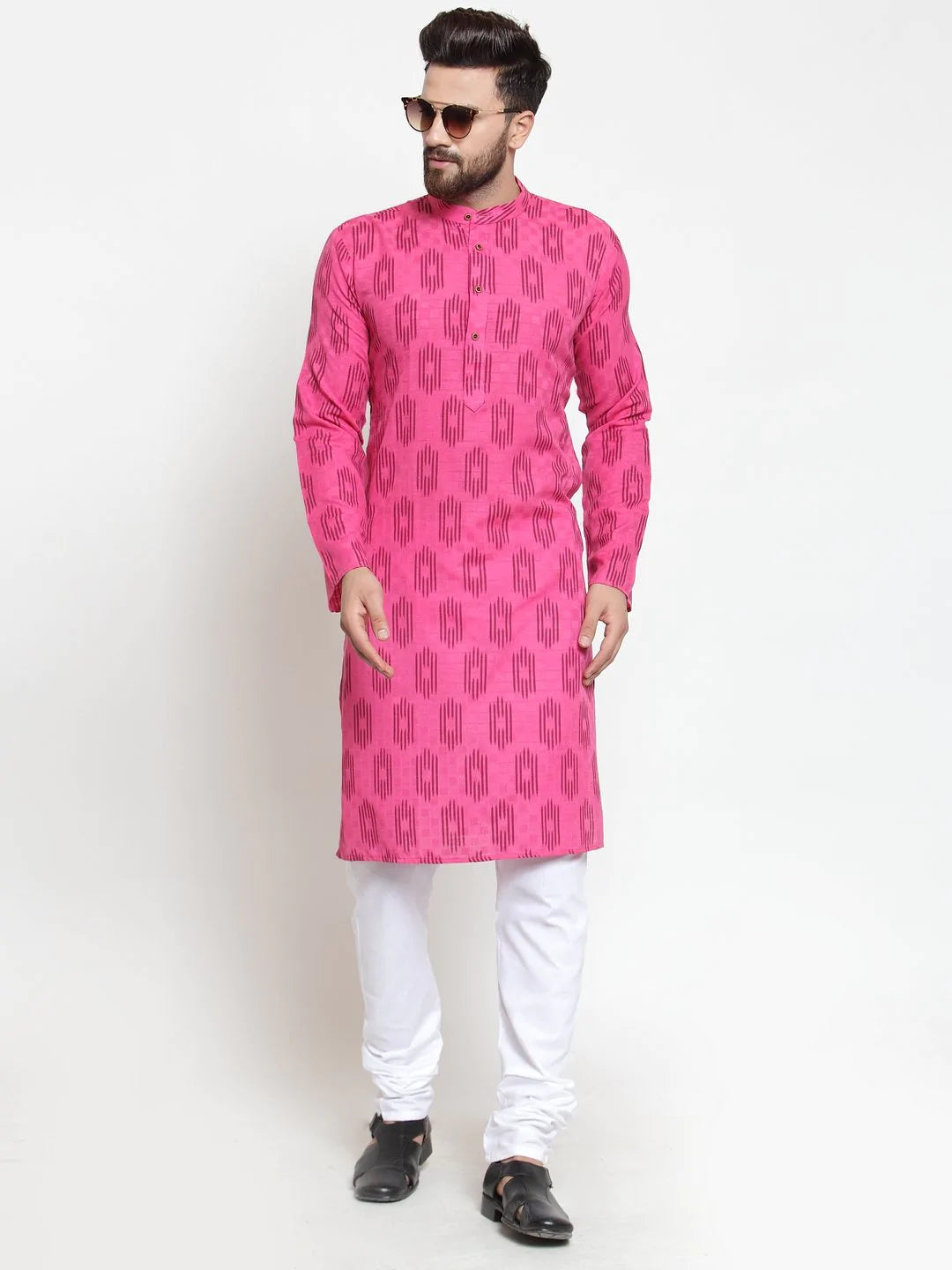 Men Pink Printed Kurta Only ( KO 587 Pink )