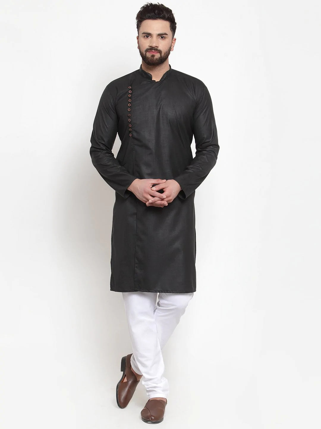 Jompers Men Black Solid Kurta with Churidar ( JOKP 588 Black )