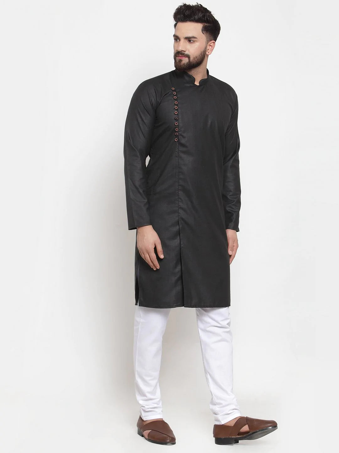 Jompers Men Black Solid Kurta with Churidar ( JOKP 588 Black )