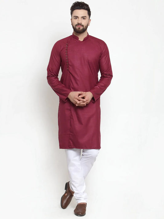 Jompers Men Maroon Solid Kurta with Churidar ( JOKP 588 Maroon )