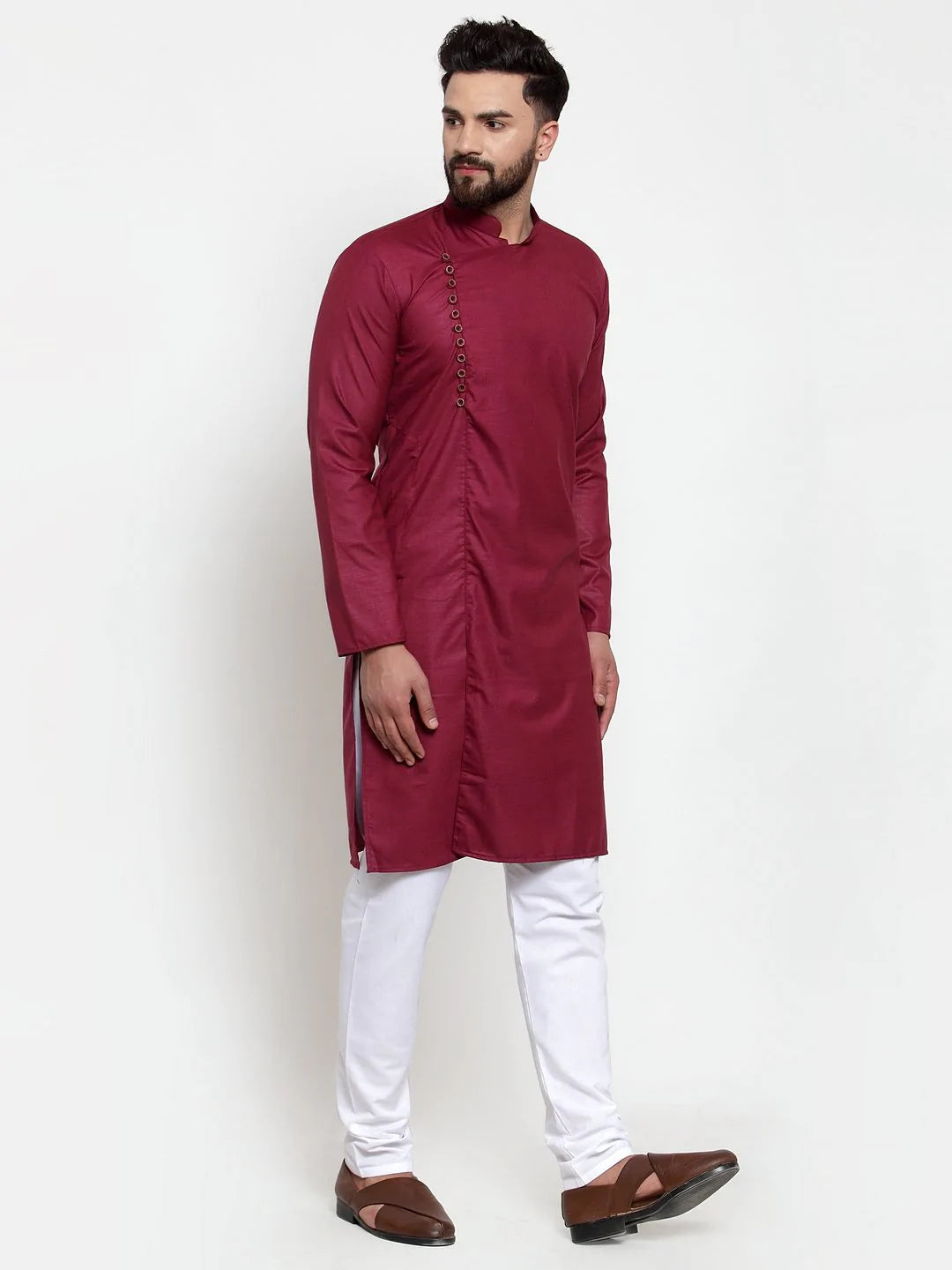 Jompers Men Maroon Solid Kurta Only ( KO 588 Maroon )