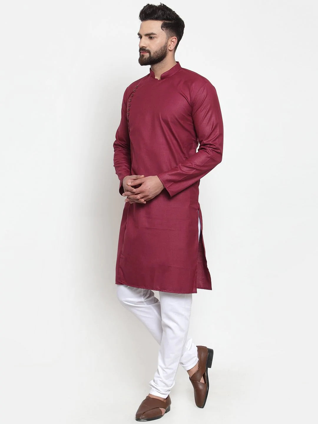 Jompers Men Maroon Solid Kurta Only ( KO 588 Maroon )