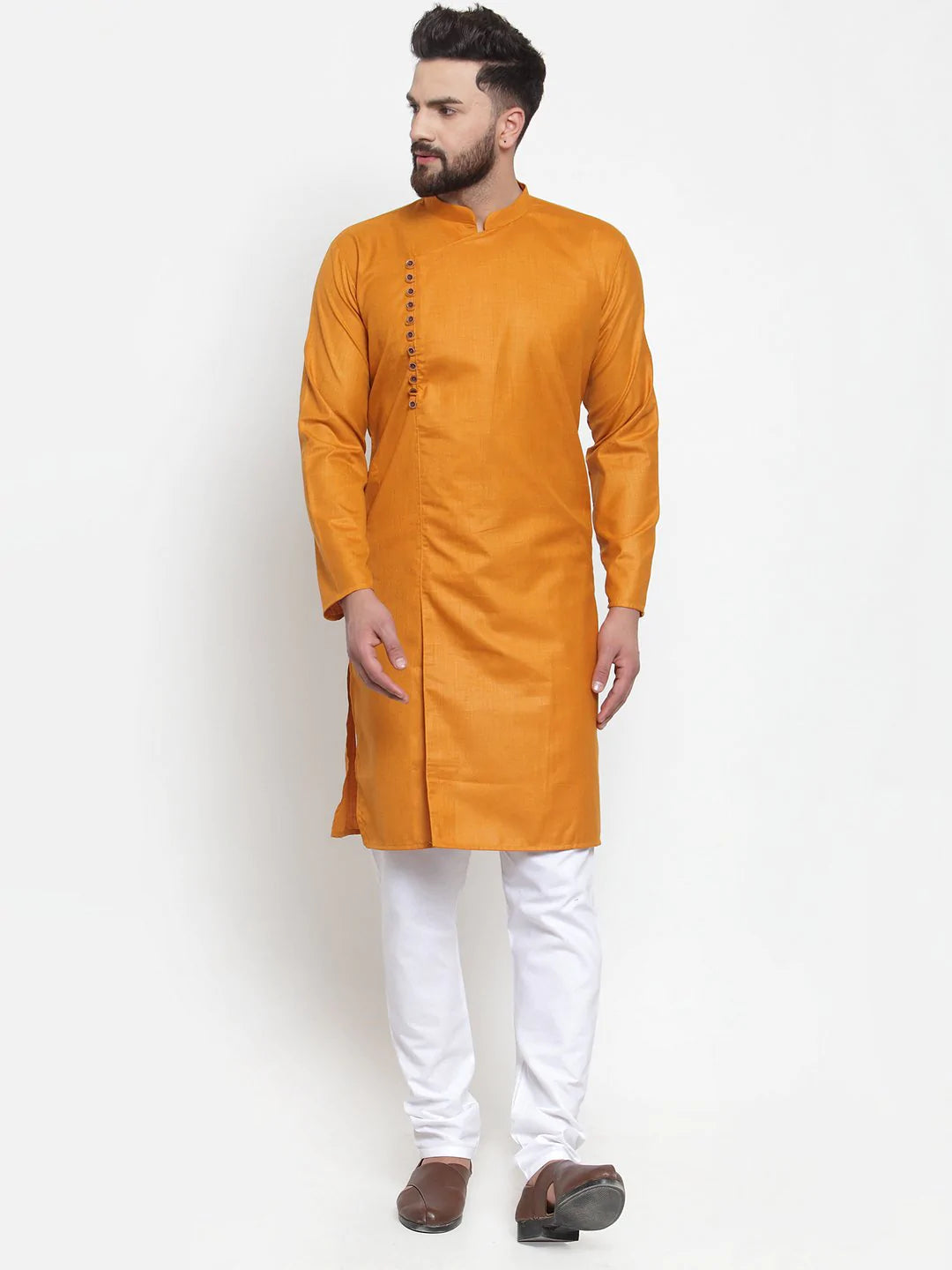 Jompers Men Mustard Solid Kurta Only ( KO 588 Mustard )