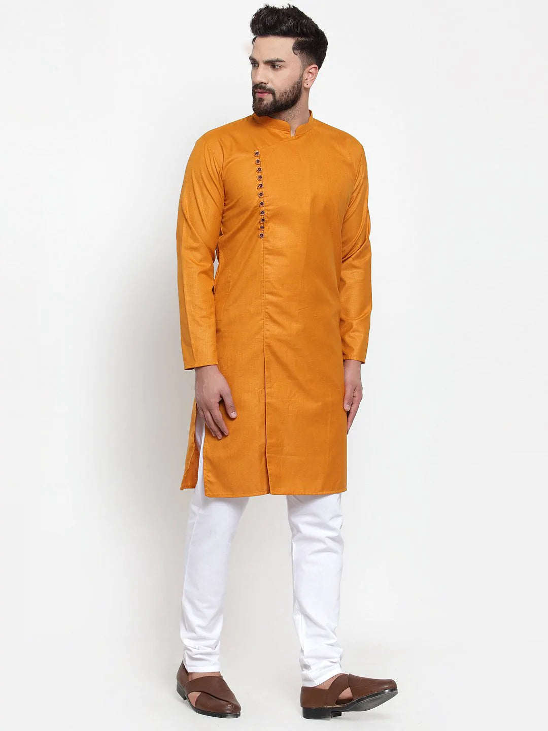 Jompers Men Mustard Solid Kurta Only ( KO 588 Mustard )