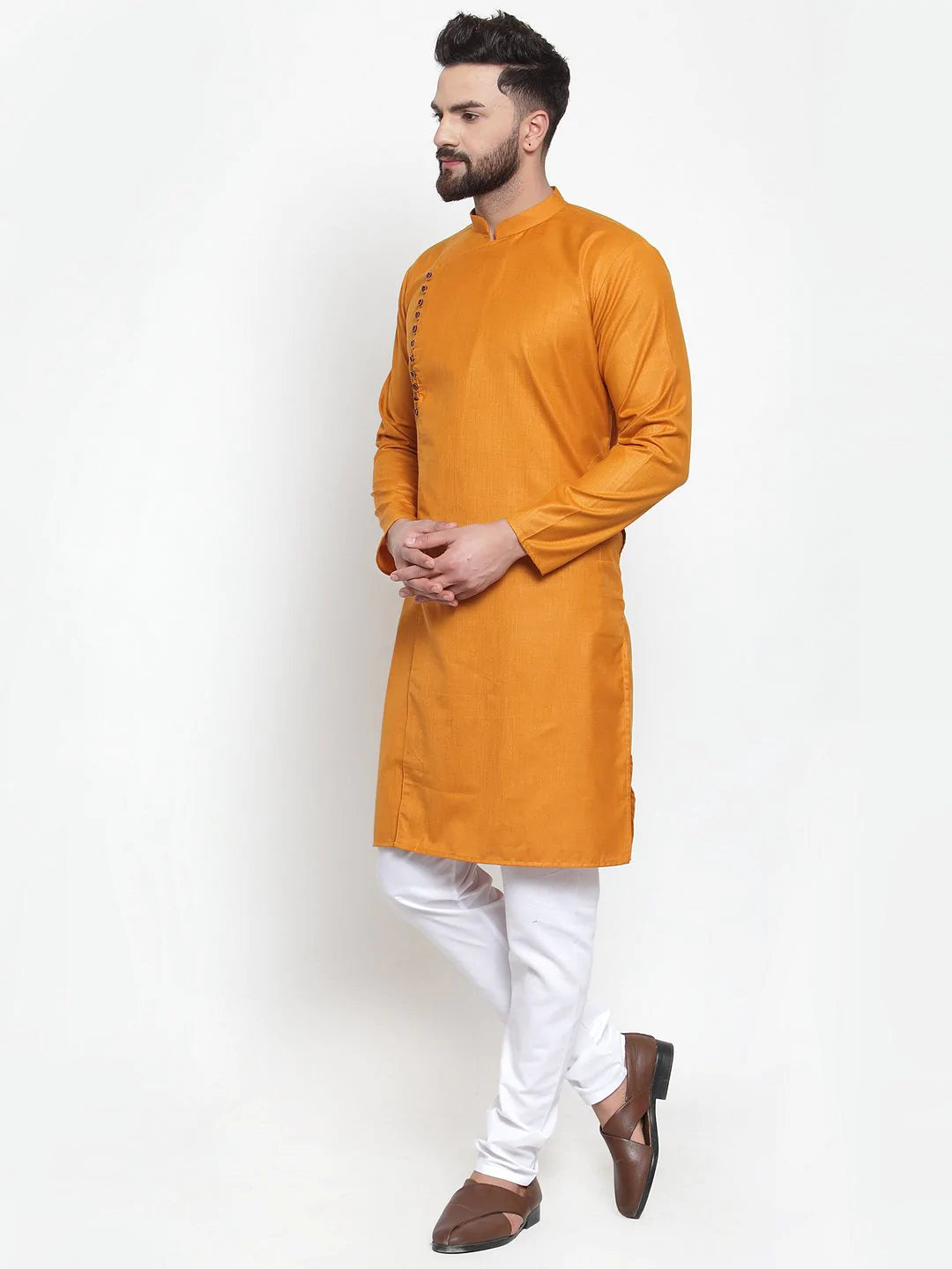 Jompers Men Mustard Solid Kurta Only ( KO 588 Mustard )