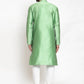 Jompers Men Green & White Self Design Kurta with Churidar ( JOKP 589 Green )