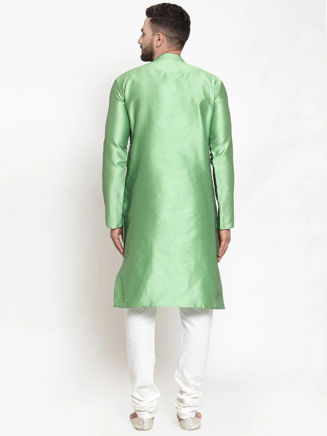 Jompers Men Green & White Self Design Kurta with Churidar ( JOKP 589 Green )