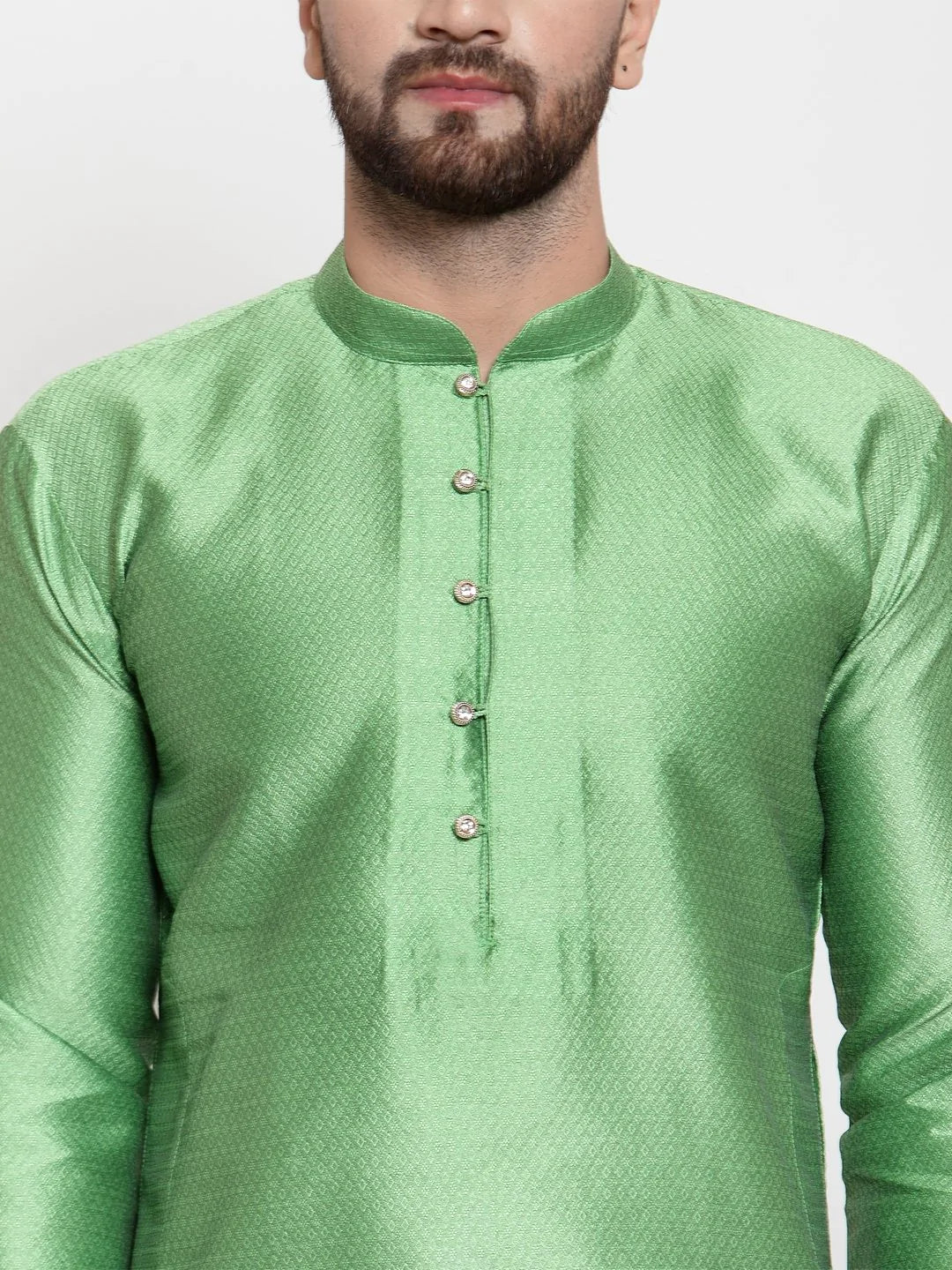Jompers Men Green & White Self Design Kurta with Churidar ( JOKP 589 Green )