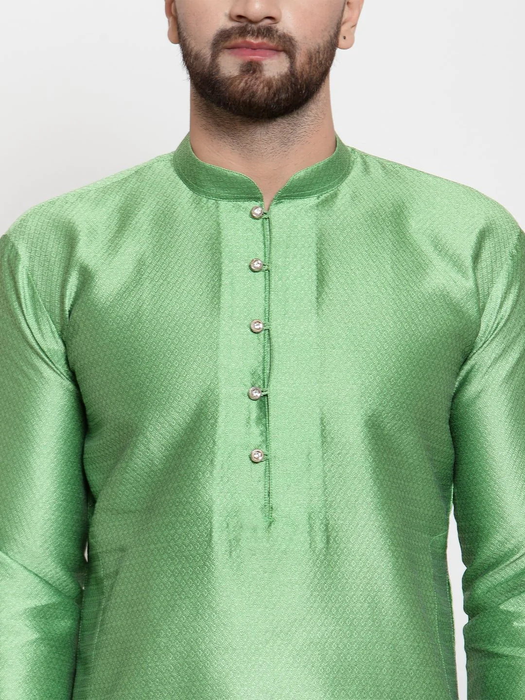 Jompers Men Green & White Self Design Kurta Only ( KO 589 Green )