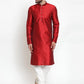 Jompers Men Maroon & White Self Design Kurta Only ( KO 589 Maroon )