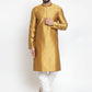 Jompers Men Mustard & White Self Design Kurta with Churidar ( JOKP 589 Mustard )