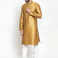 Jompers Men Mustard & White Self Design Kurta with Churidar ( JOKP 589 Mustard )