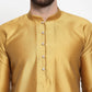 Jompers Men Mustard & White Self Design Kurta Only ( KO 589 Mustard )
