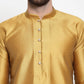 Jompers Men Mustard & White Self Design Kurta with Churidar ( JOKP 589 Mustard )