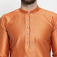 Jompers Men Orange & White Self Design Kurta with Churidar ( JOKP 589 Orange )