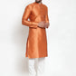 Jompers Men Orange & White Self Design Kurta with Churidar ( JOKP 589 Orange )