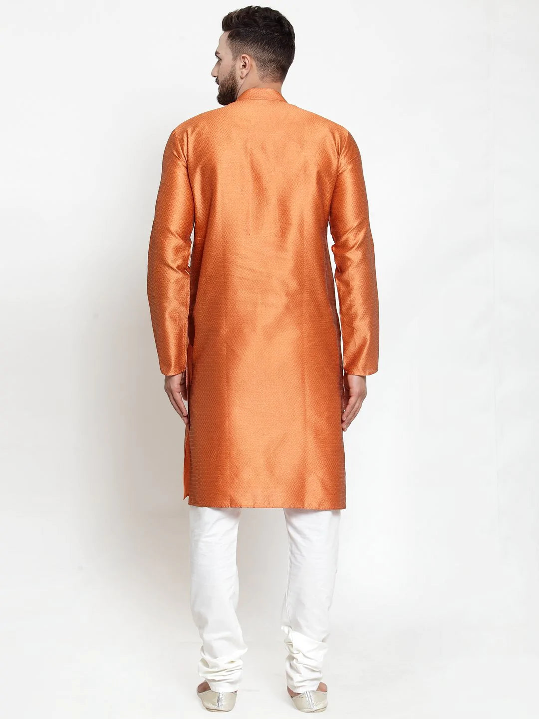 Jompers Men Orange & White Self Design Kurta with Churidar ( JOKP 589 Orange )