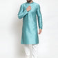 Jompers Men Light-Blue & White Self Design Kurta with Churidar ( JOKP 589 Sky )