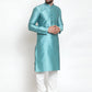 Jompers Men Light-Blue & White Self Design Kurta Only ( KO 589 Sky )