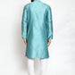 Jompers Men Light-Blue & White Self Design Kurta with Churidar ( JOKP 589 Sky )