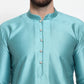 Jompers Men Light-Blue & White Self Design Kurta Only ( KO 589 Sky )