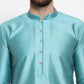 Jompers Men Light-Blue & White Self Design Kurta with Churidar ( JOKP 589 Sky )