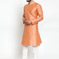 Jompers Men Peach & Golden Self Design Kurta with Churidar ( JOKP 590 Peach )