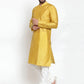 Jompers Men Yellow & Golden Self Design Kurta with Churidar ( JOKP 590 Yellow )