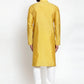 Jompers Men Yellow & Golden Self Design Kurta with Churidar ( JOKP 590 Yellow )