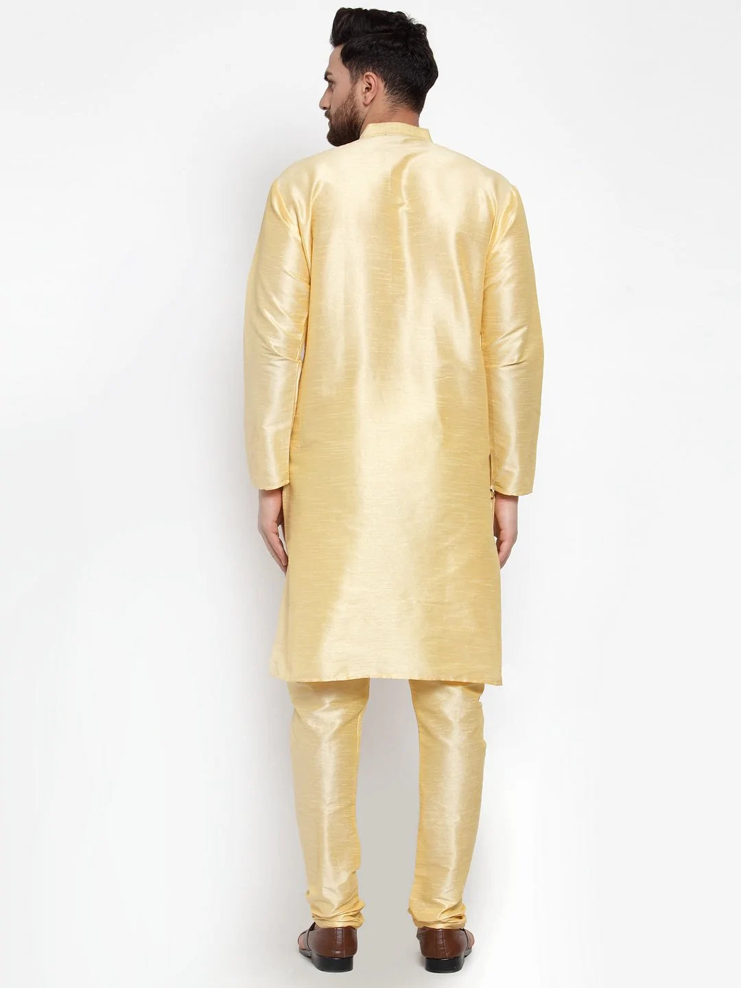Jompers Men Golden Solid Kurta with Churidar ( JOKP 591 Golden )