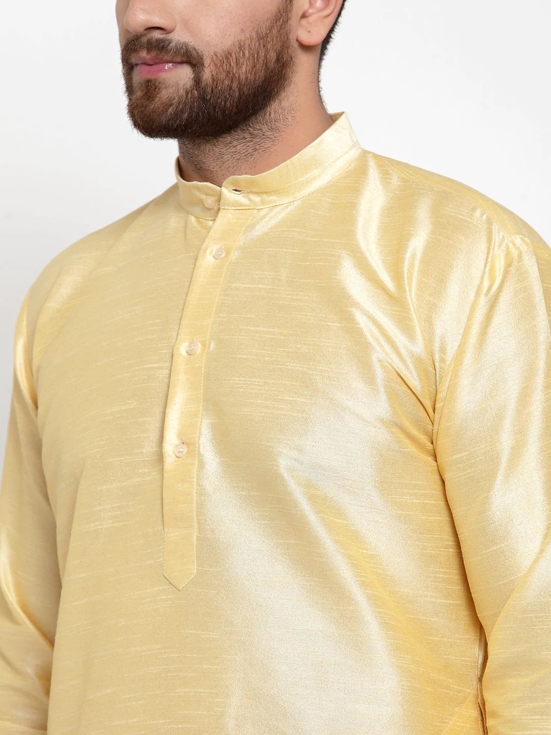 Jompers Men Golden Solid Kurta with Churidar ( JOKP 591 Golden )