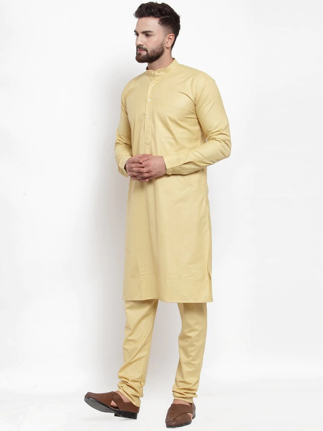 Jompers Men Beige Solid Kurta Only ( KO 592 Beige )