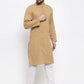 Jompers Men Beige & White Solid Pin-tucks Kurta Only ( KO 594 Beige )