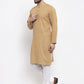 Jompers Men Beige & White Solid Pin-tucks Kurta Only ( KO 594 Beige )