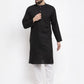 Jompers Men Black & White Solid Pin-tucks Kurta with Churidar ( JOKP 594 Black )