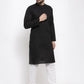Jompers Men Black & White Solid Pin-tucks Kurta with Churidar ( JOKP 594 Black )