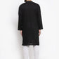 Jompers Men Black & White Solid Pin-tucks Kurta with Churidar ( JOKP 594 Black )