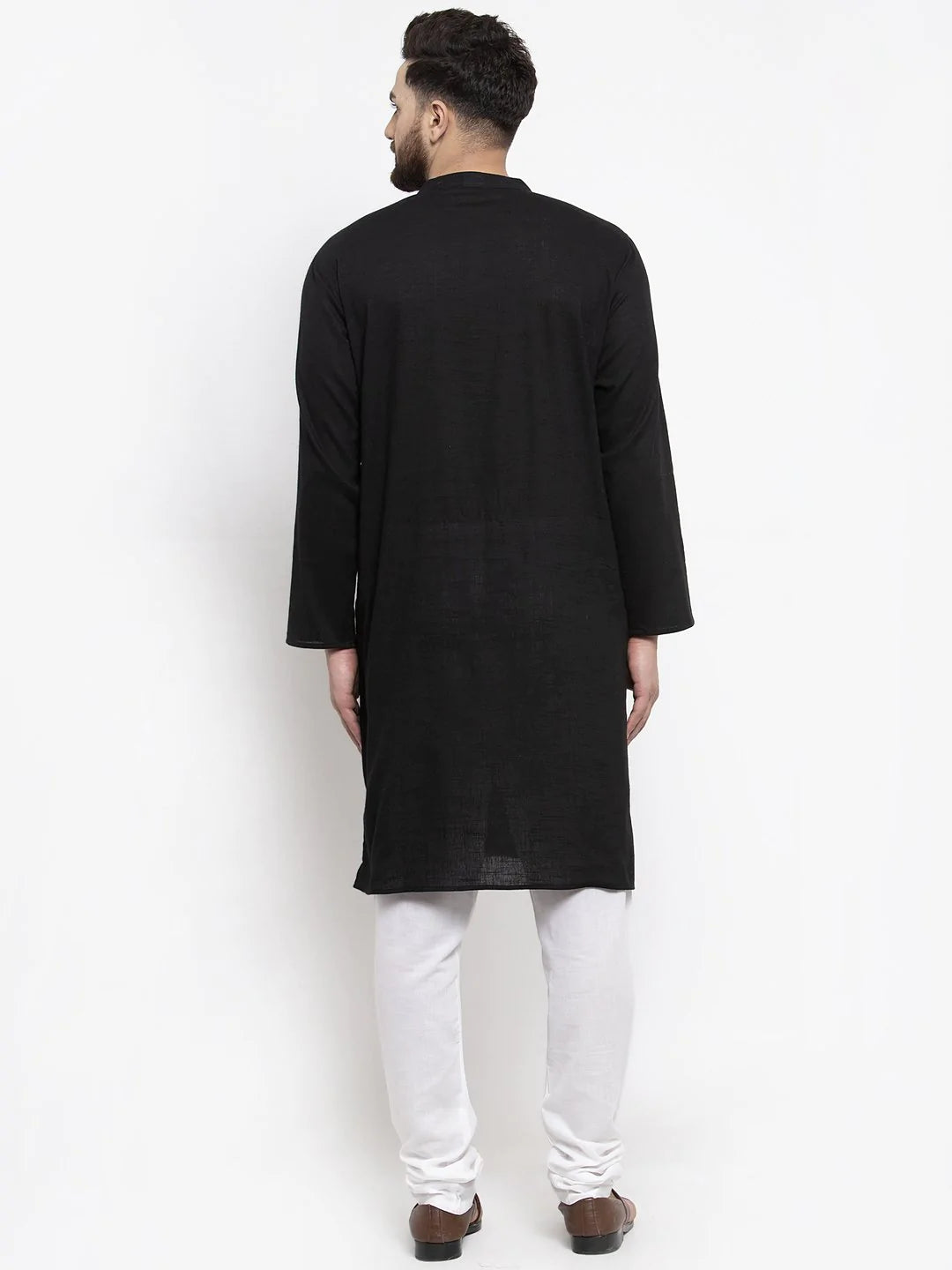 Jompers Men Black & White Solid Pin-tucks Kurta with Churidar ( JOKP 594 Black )
