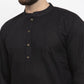 Jompers Men Black & White Solid Pin-tucks Kurta with Churidar ( JOKP 594 Black )