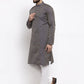 Jompers Men Navy-Blue & White Woven Design Kurta with Churidar ( JOKP 596 Navy )