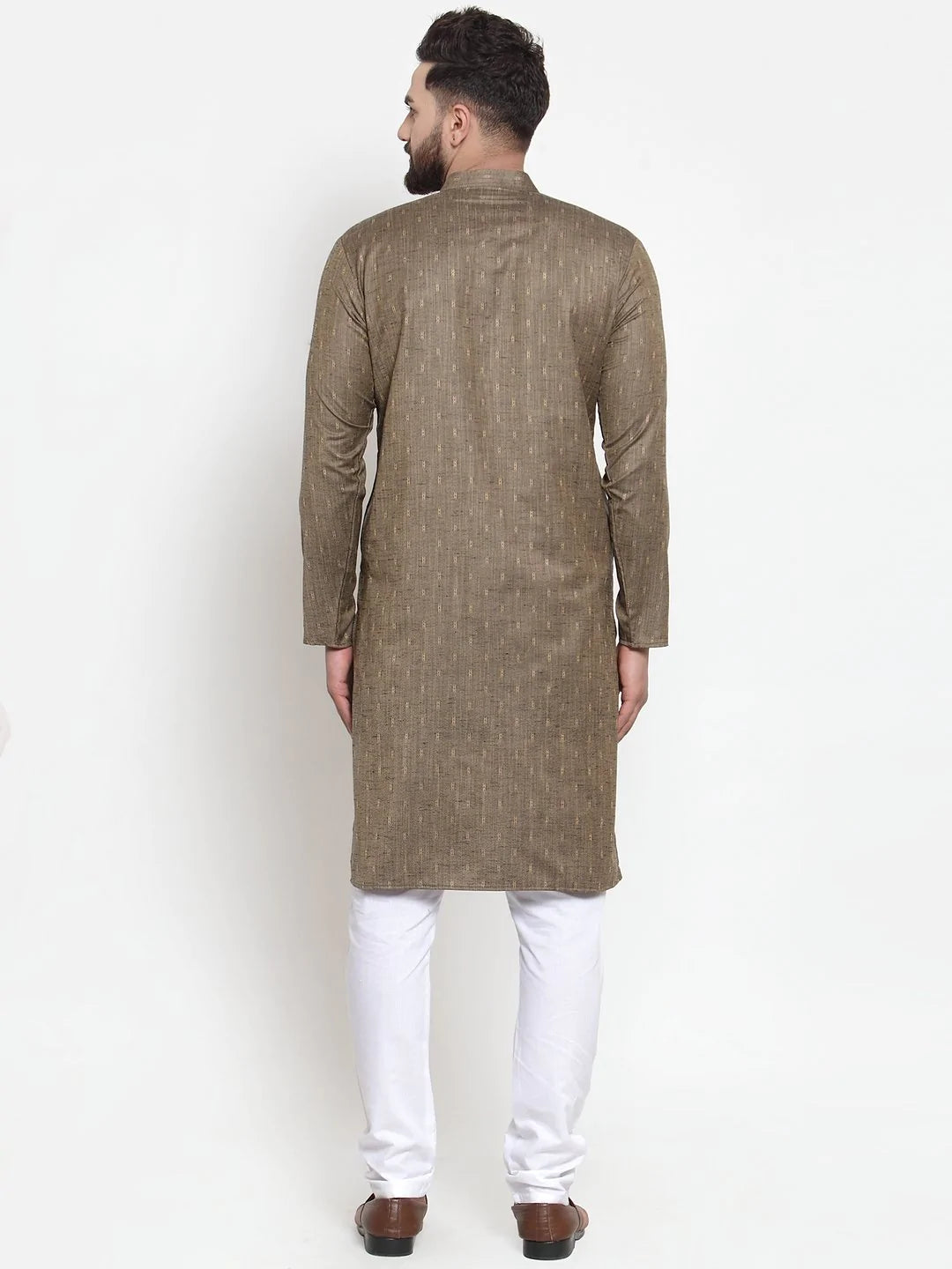 Jompers Men Bronze & White Self Design Kurta with Churidar ( JOKP 601 Bronze )