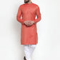 Jompers Men Orange & White Self Design Kurta with Churidar ( JOKP 601 Orange )