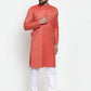 Jompers Men Orange & White Self Design Kurta with Churidar ( JOKP 601 Orange )