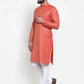 Jompers Men Orange & White Self Design Kurta with Churidar ( JOKP 601 Orange )