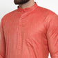 Jompers Men Orange & White Self Design Kurta with Churidar ( JOKP 601 Orange )