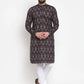 Jompers Men Black & Beige Digital Printed Kurta Only ( KO 602 Black )