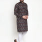 Jompers Men Black & Beige Digital Printed Kurta Only ( KO 602 Black )