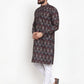 Jompers Men Black & Beige Digital Printed Kurta Only ( KO 602 Black )