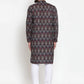 Jompers Men Black & Beige Digital Printed Kurta Only ( KO 602 Black )