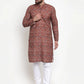 Jompers Men Maroon & Beige Digital Printed Kurta with Churidar ( JOKP 602 Maroon )